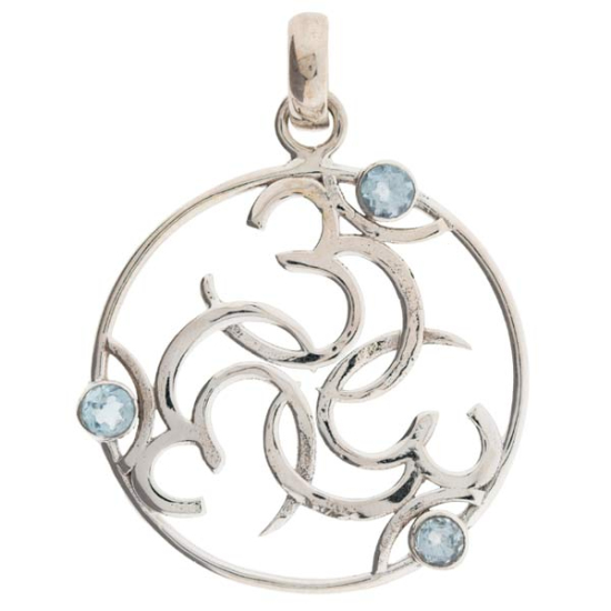 Triple OM mit Topaz, 925 Sterling Silber