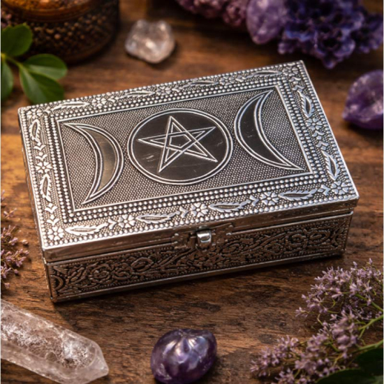 Mystische Tarotbox / Schmuckbox ,Triple Moon & Pentagramm