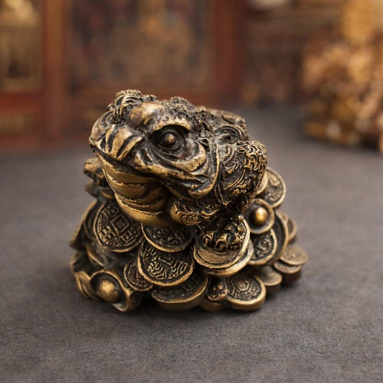 Glücksfrosch aus Messing, gross