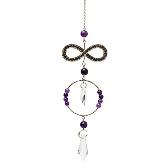 Sonnenfänger Unendlichkeit mit Amethyst & Kristall – Spirituelle Fensterdeko für Schutz, Harmonie & Lichtenergie 31 cm