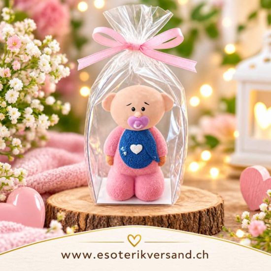 Babyfigur Mädchen Rosa mit Schnuller & Herz – 8 cm – Geschenkfigur
