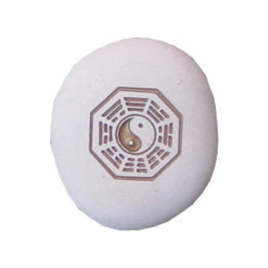 Fluss-Stein Yin Yang I-Ging, weiss/gold