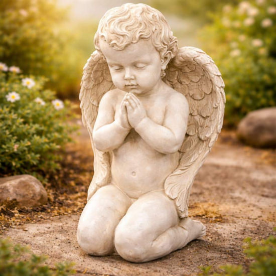 Engel kniend andächtig – 17 cm – Wetterfeste Gartenfigur & stilvolle Indoor-Dekoration aus Polyresin