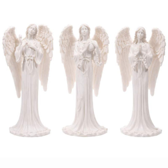 Engel stehend weiss – 20 cm – Elegante Resin Figur im Marmoreffekt