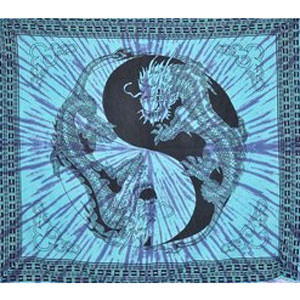 Wandbehang - Tuch - Yin Yang Drachen, blau