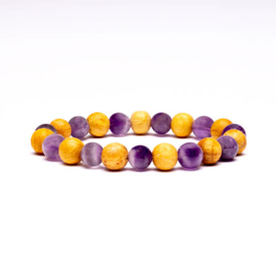 Armband Amethyst mit Palo Santo, elastisch