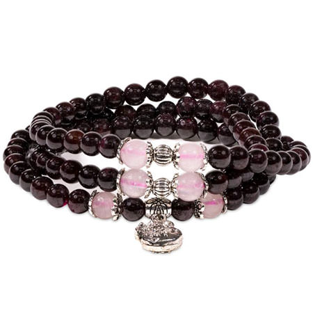 Armband mit Charme, roter Granat