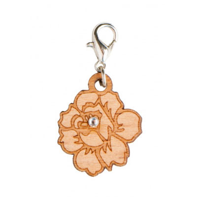 Rose - Holz-Charm mit Kristall