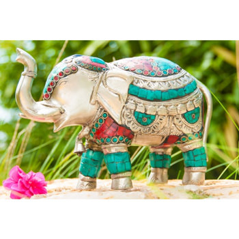 Elefant aus Messing versilbert, 20 cm