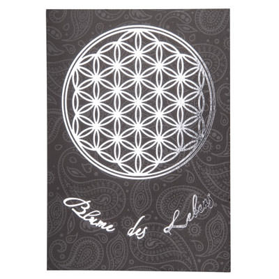 Blume des Lebens Postkarte - Silber/Schwarz DINA6