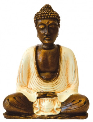 Buddha meditierend, antik/weiss