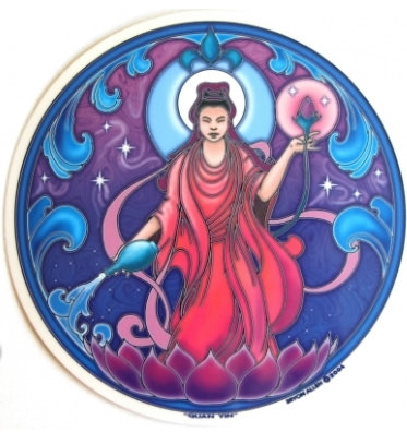 Fensterbild Kuan Yin, rund