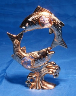 Fische - Kristallobjekt, Gold-Plated
