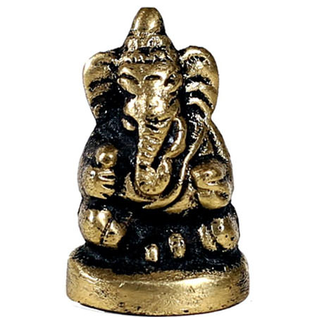 Ganesha Mini-Statuette sitzend Messing
