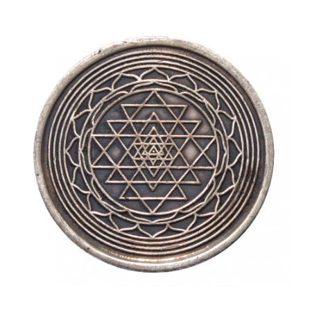 Glücksmünze Sri Yantra Kupfer verzinnt 4cm