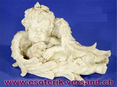 Engel liegend mit Hasen klein, hell