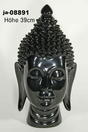 Buddhakopf, schwarz lackiert