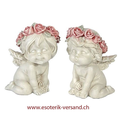 Engel mit Rosen, 2er Set, 14 cm