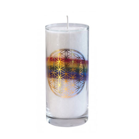 Kerze Regenbogenkristall BDL im Glas Stearin 14cm