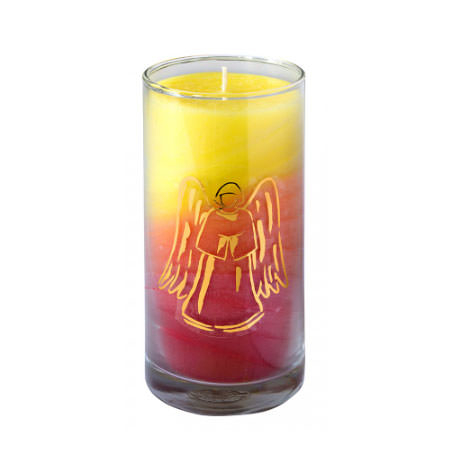 Kerze Sonnenaufgang Engel im Glas Stearin 14cm