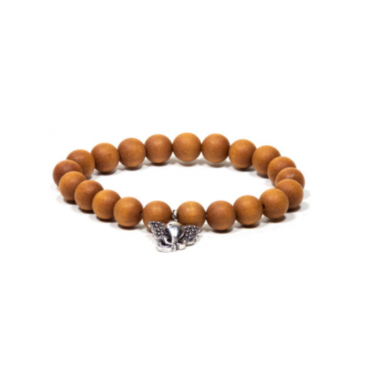 Mala Armband Sandelholz,elastisch mit Ganesha