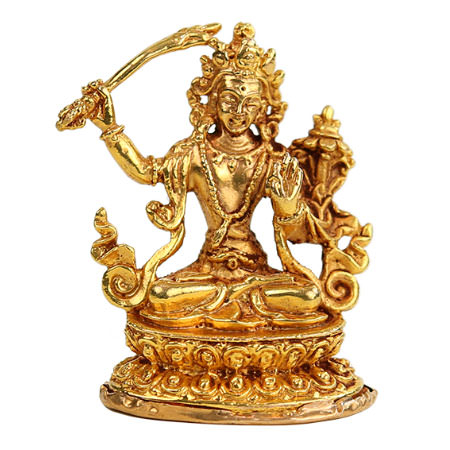 Miniatur Manjushri Kupfer, vergoldet