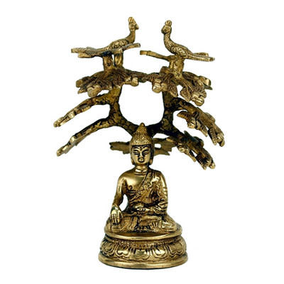 Shakyamuni Buddha mit Bodhi-Baum, 14 cm