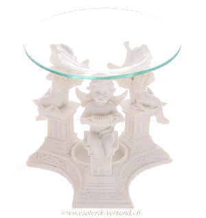 Duftlampe Engel auf Säule – Aromalampe mit Glas-Schale, 10cm