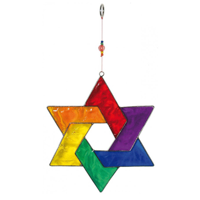 Suncatcher Hexagramm, bunt, 18 cm