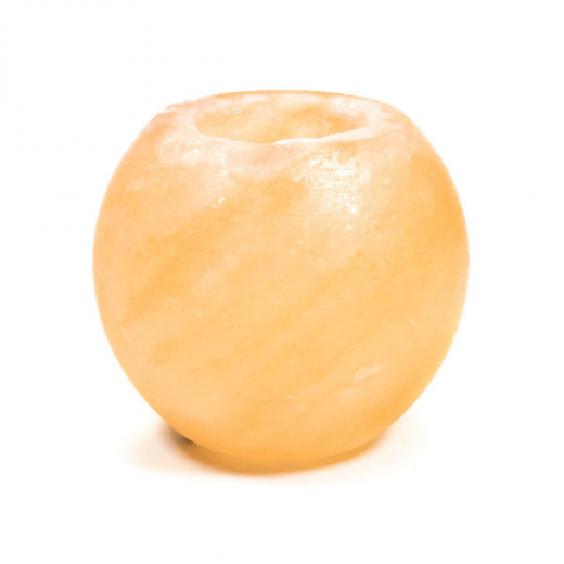 Teelichthalter Salzkristall Kugel, orange