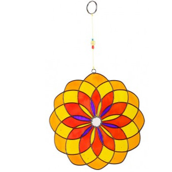 Suncatcher Mandala in gelb rot, 15 cm