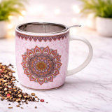 Teetasse mit Sieb Mandala Lila 400 ml – Porzellan