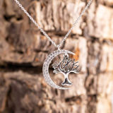 Yggdrasil in Mond Anhänger 925 Silber, mit Kette