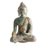Medizin Buddha Messing, Sandstein grün mit Gold Finish