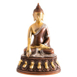 Buddha Shakyamuni – Messing mit Gold, Silber & Braun Finish