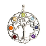 Elfenbaum mit Chakrasteinen, 925 Sterling Silber