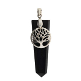 Schungit Anhänger mit Yggdrasil Charm, 925 Silber