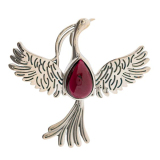 Phönix mit Granat, 925 Sterling Silber