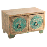 Holzschränkchen Baum des Lebens, grün/gold