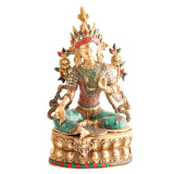 Grüne Tara, kunstvoll mit Steinen, aus Messing, 36cm