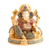 Ganesha hochwertig mit Kristallsteinen, aus Messing