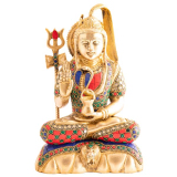 Shiva aus Messing, teils mit Steinen verziert, 24cm