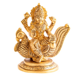 Lakshmi auf Pfau aus Messing, antik