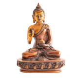 Segnender Buddha aus Messing, Nepali Orange