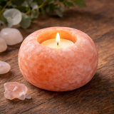 Salzkristall Teelichthalter – Kugelform, naturbelassen