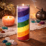 Chakra Kerze im Glas – 7 Farben Energiekerze