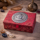 Buddha Tarotbox/Schmuckbox – Rot mit Silbermedaillon