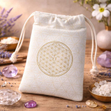 Baumwollbeutel „Blume des Lebens“ – mit Kordelzug