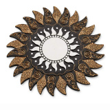 Mandala Sonnen-Wanddeko aus Holz – Handgefertigte Boho Wanddekoration, 40 cm
