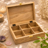 Teebeutelbox Blume des Lebens aus Holz – Spirituelle Aufbewahrungsbox für Tee, Kräuter & Ritualzubehör